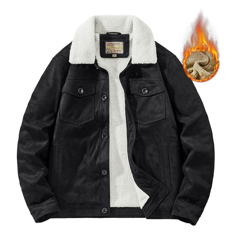 NEEDLESNOAH Autumn Winter Men Warm Pilot Jackets Fleece Suede Thick Coats Male Single Breasted Classic Parkas Fahion Windbreaker