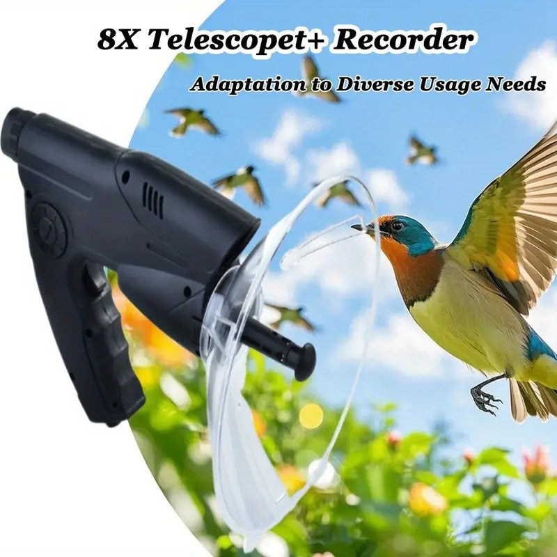 Telescópio Monocular para Observação de Pássaros 8X Com Microfone Fácil de Usar para Iniciantes Sem Bateria Prisma Bak4 Ipx4 à Prova D'água para Gravar Pássaros