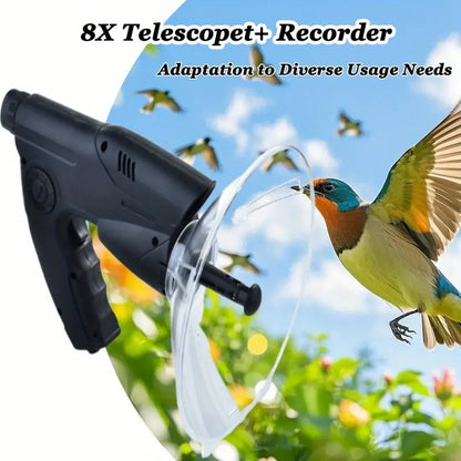 Telescópio Monocular para Observação de Pássaros 8X Com Microfone Fácil de Usar para Iniciantes Sem Bateria Prisma Bak4 Ipx4 à Prova D'água para Gravar Pássaros