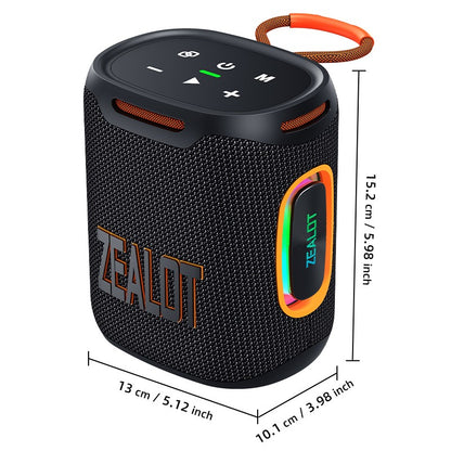 Zealot-S122 Bluetooth Speaker BT5.3 Wireless IPX6 Waterproof Shower Speaker,25W HiFi Stereo Sound,TWS Pairing,20H Music Playtime