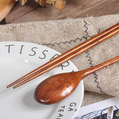 Conjunto de utensílios de madeira japoneses reutilizáveis para sushi, pauzinhos, colher, talheres antiderrapantes para viagem, ferramentas de cozinha