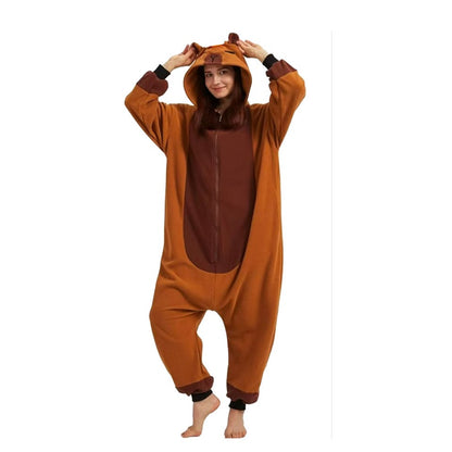 Kigurumi Capybara Onesies Adults Kids Sleepwear Women Men Flannel Cartoon Animal Pajamas Chidlren Halloween Performance Jumpsuit