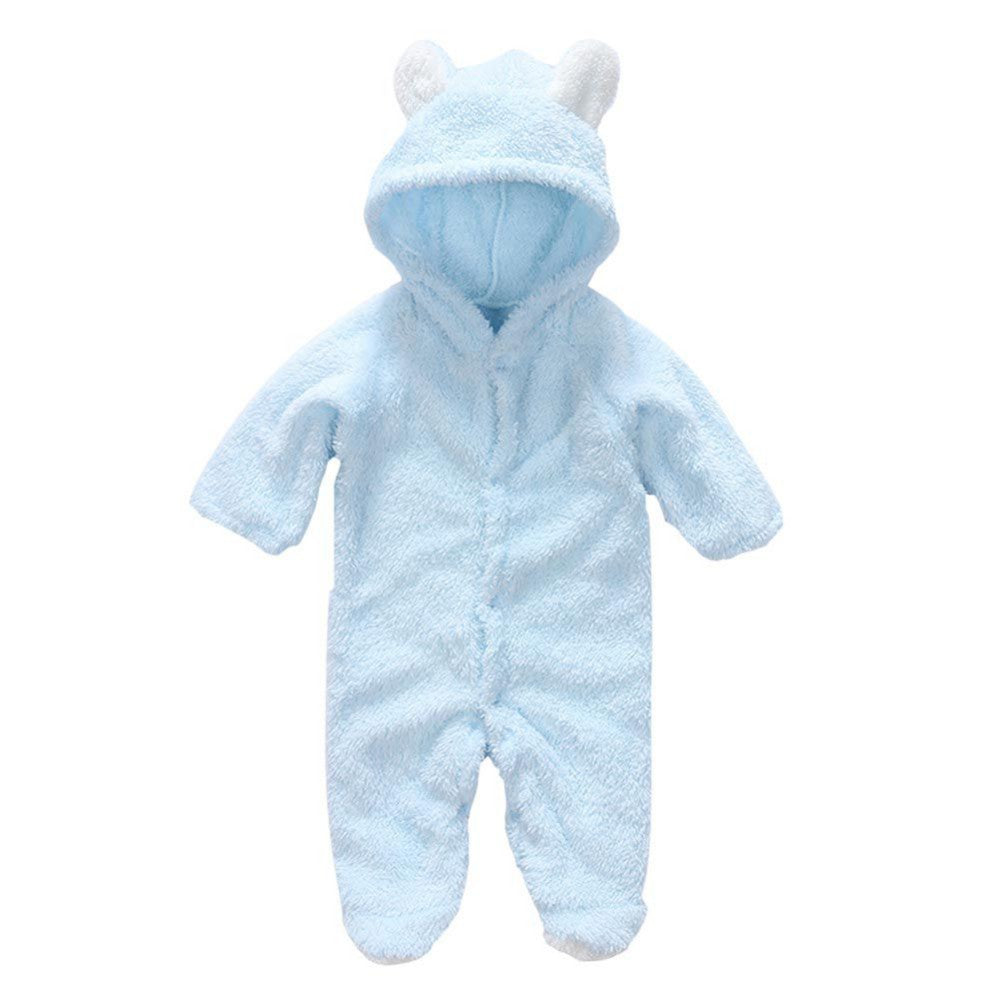Winter Newborn Baby Plush Bodysuit Jumpsuit Cartoon Hoodies Boy Girl Romper Twins Clothes Korean version 0-12M