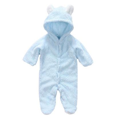 Winter Newborn Baby Plush Bodysuit Jumpsuit Cartoon Hoodies Boy Girl Romper Twins Clothes Korean version 0-12M