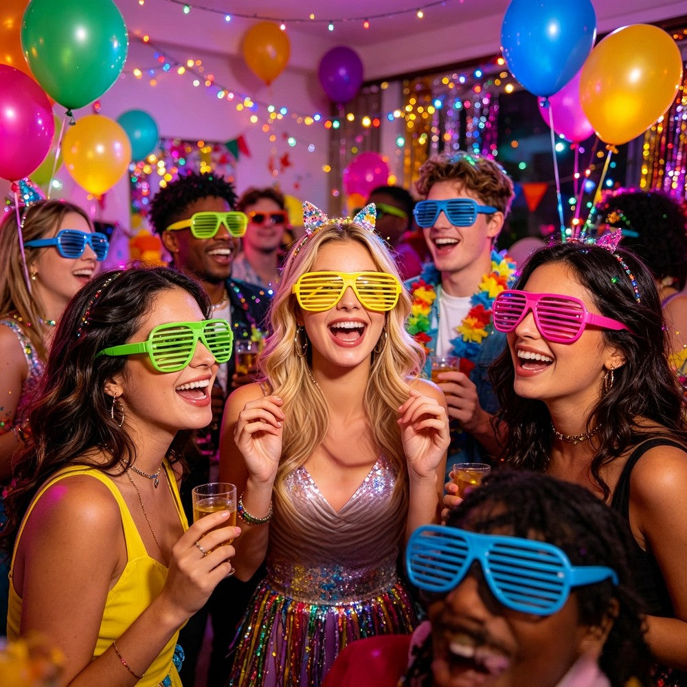 10 Pairs Shutter Shades Glasses Neon Slotted Glasses 80s Accessories Eyewear Props Party Decoration