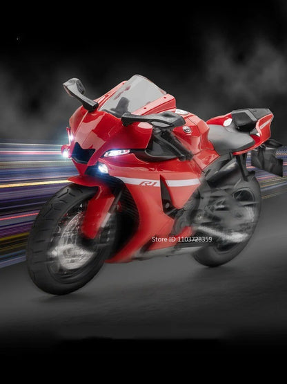 1:12 R1M R1 Modelo de Moto Brinquedos Liga Fundida Motocicletas em Miniatura Som Luz Amortecimento Simulação Motocicletas Presentes