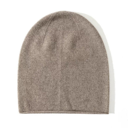 100% Cashmere Beanies Stocking Cap Women Men Seamless Knitted Woolen Hat Soild Colour Autumn Winter