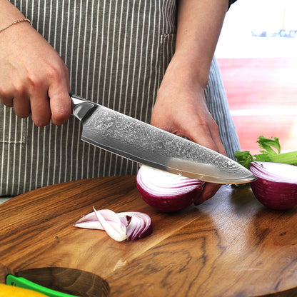 Conjunto de Facas de Cozinha KEEMAKE Design Faca de Utilidade Japonesa para Chef Faca de Corte de Aço Damasco de Alto Carbono para Vegetais e Carnes
