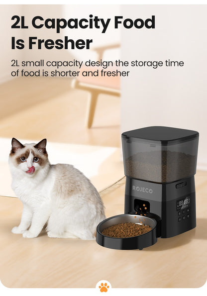 ROJECO Alimentador Automático de Animais de Estimação Versão com Botão Acessórios para Dispenser Automático de Comida para Gatos Alimentador Inteligente para Gatos e Cães Comida Seca