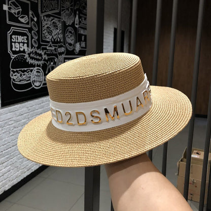 Bucket hat letters summer ladies bucket hat sun hat ladies straw hat fedora hat European men and women hat letters