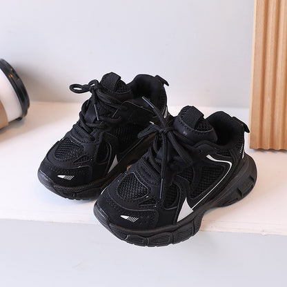 Kids Casual Sports Shoes with Thick Soles Boys Girls Fashion Versatile Sneakers 2024 New Children Mesh Breathable Running Shoes