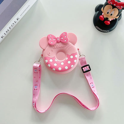 Disney Shoulder Bag Mickey Mouse Cartoon Anime Minnie Mickey Silicone Pocket Pack Crossbody Coin Bag Children's Backpack Gifts
