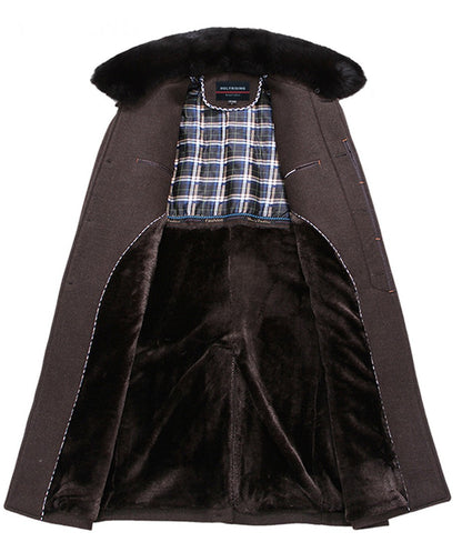 winter jackets men thicken woolen coat long outwear male warm overcoats fur wool & blends mens clothing l-4xl #18168 Holyrising