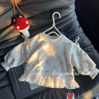 SANRIO Baby Girl Clothes Set Autumn Kid Sweatshirts Pullover Sweet Hello Kitty Top & Leggings Pants 2pcs Suit Children Tracksuit