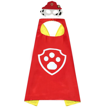 Anime Dog Patrol Kids Cosplay Costume Cape with Eye Mask Halloween Marshall Chase Skye Zuma Rubble Rocky Children's Dress-Up
