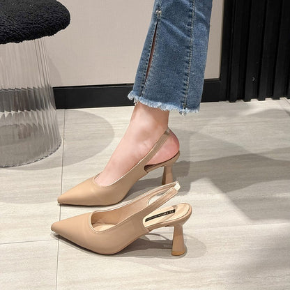 New style pointed-toe fashionable high heels women's thin-heel outdoor toe-cap sandals with shallow back opening single shoes