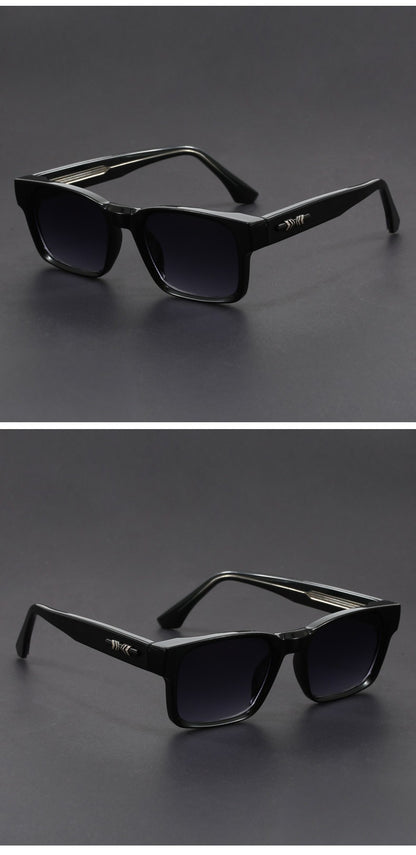 Fashionable Retro Square Black and Leopard Print Full Frame Anti-Uv Sunglasses for Men Japanese Simple Literary Style Shades