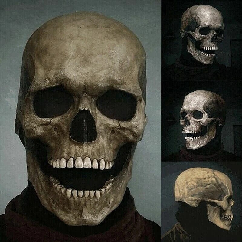 Skull Mask Breathable Latex Headgear Full Head Skull Helmet Non-Toxic Halloween Skull Mask For Outdoor Decorations Halloween