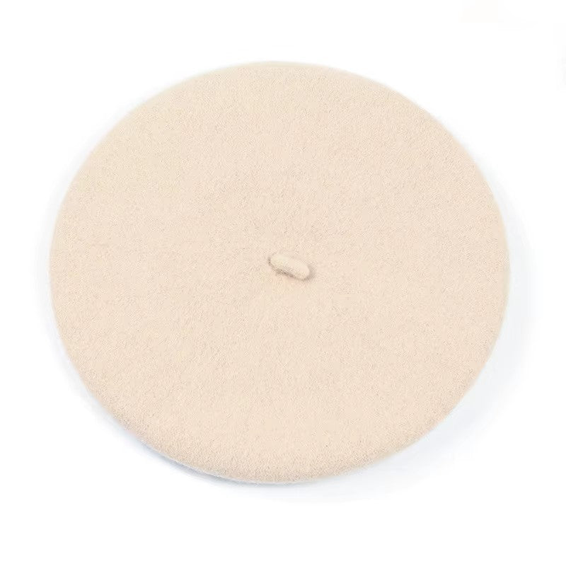 Boina de lã sintética quente de inverno feminina meninas artista francesa gorro chapéu vermelho preto roxo bege laranja Kawaii bonés de topo plano aquecedores
