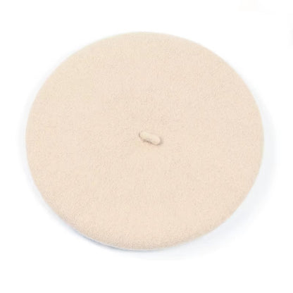 Boina de lã sintética quente de inverno feminina meninas artista francesa gorro chapéu vermelho preto roxo bege laranja Kawaii bonés de topo plano aquecedores