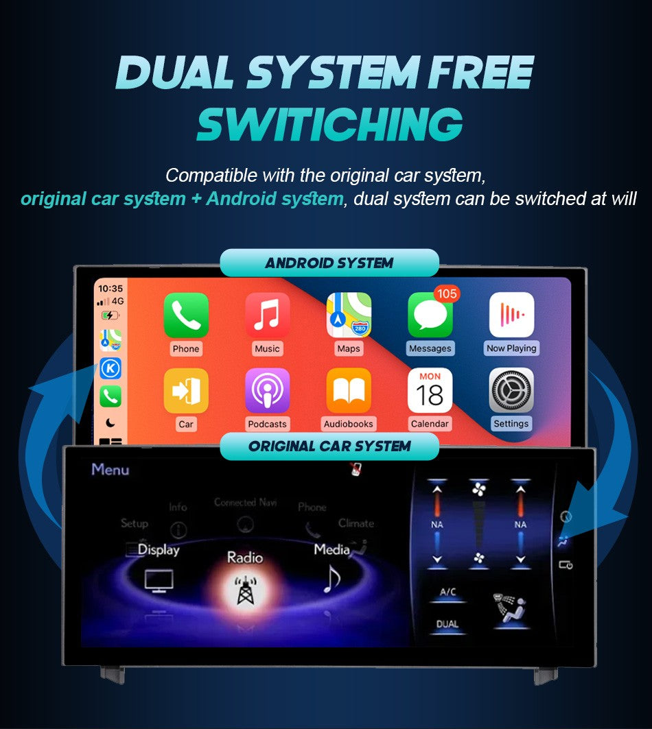 Nunoo Android 14 Wireless Carplay Auto Radio For Lexus IS RC 200 250 300 350 200t 300h Multimedia Player Navigation GPS DSP