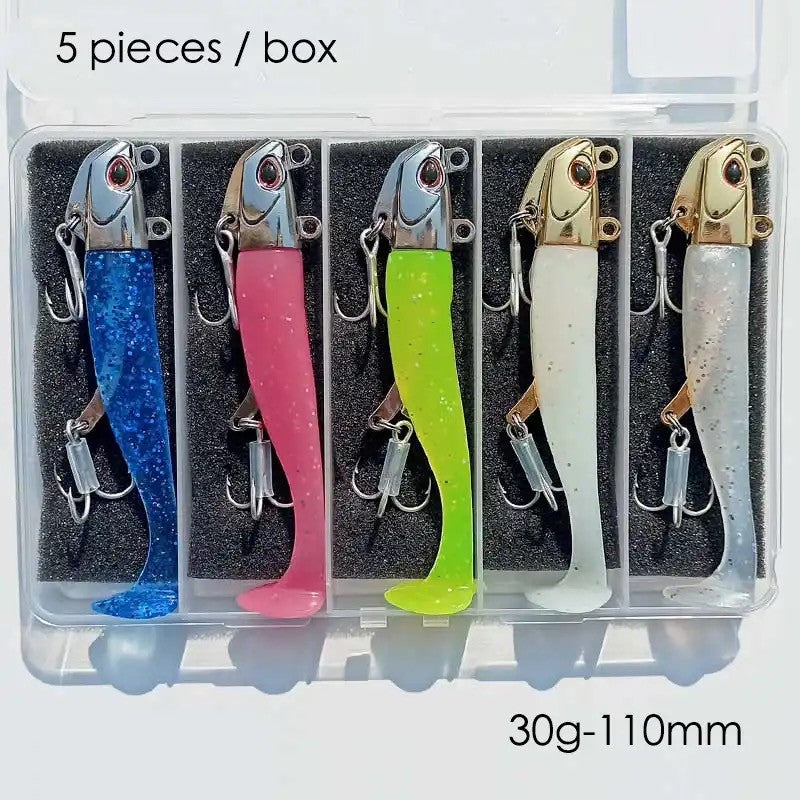 5pcs 30g/111mm Artificial Bait Lumious/Glow Mackerel Sea Bass Snapper Fishing Lure Wobblers Swimbait Jigging soft Baits