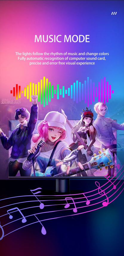 Smart LED Gaming Strip Light Computer Monitor Backlight Sync Strip Light RGB Light Bar Screen USB Gaming Bedroom Decor Lamp