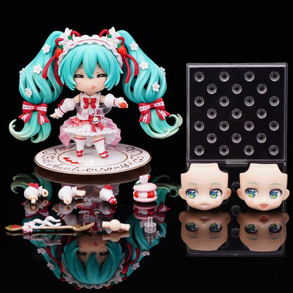 10cm/3.94in #1939 Hatsune Miku Figura de Anime 15º Aniversário Strawberry Miku Boneco de Ação #1940 Miku Coleção Modelo Boneca Brinquedos