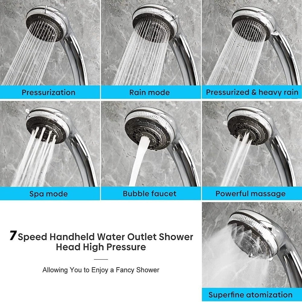 Adjustable Shower Head Easy to Use Stainless steel Multifunction Bathroom Fixture 7 Modes Bathroom Accessories Home