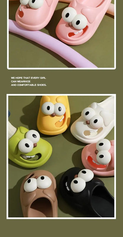 Tongue Kiss Slippers Big Eye Dog Slippers,Cute Funny Big Eye Dog Fun Cartoon Package Head Eva Slippers For Women