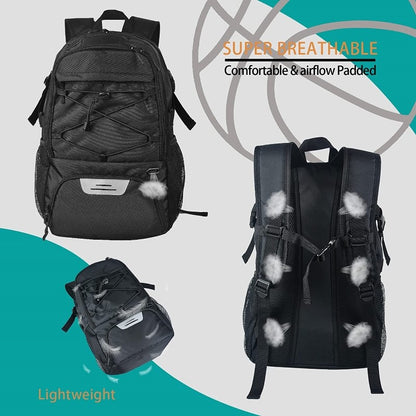 Mochila de basquete grande, bolsa esportiva com compartimento separado para bolas, compartimento para tênis de basquete, futebol, vôlei, natação, academia, viagens