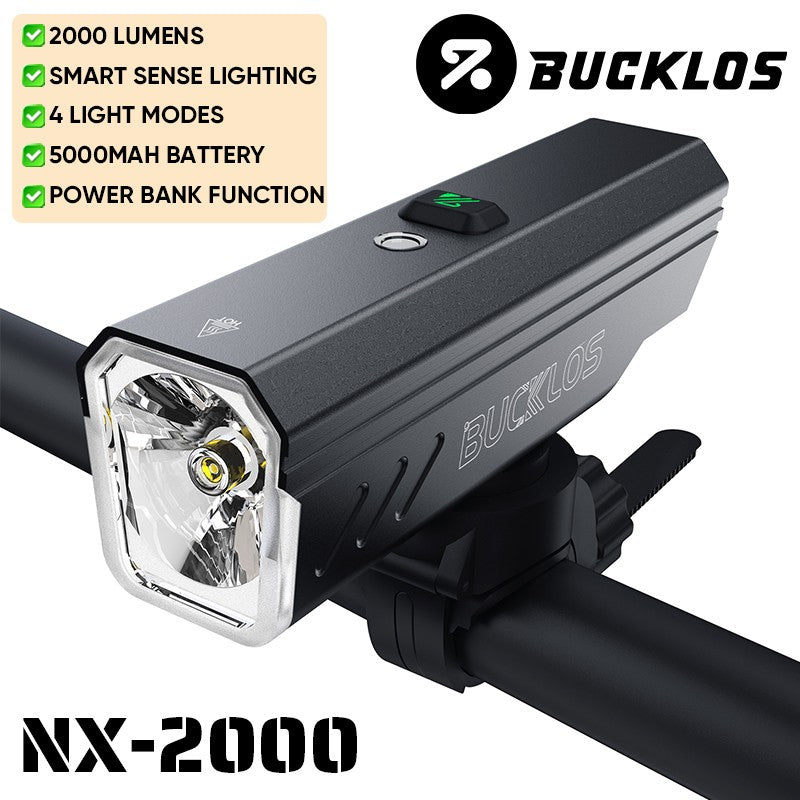 BUCKLOS 1000/1500/2000LM Bike Headlight Smart Sensor Aluminum Alloy Bicycle Front Light IPX5 Waterproof Rechargeable Bike Lamp