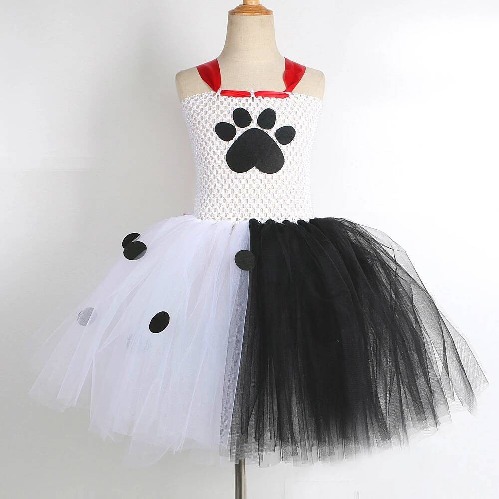 Dalmatians Dog Tutu Dress for Baby Girls White Black Spotted Dog Halloween Costumes Kids Puppy Outfits Children Animal Clothes