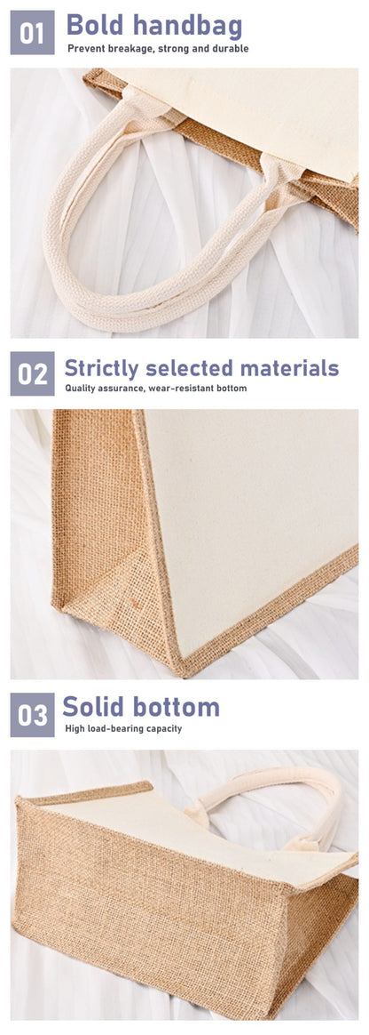 10 custom cotton and linen handbags, linen splicing bags, canvas shopping bags, clothing storage bags, printed logo