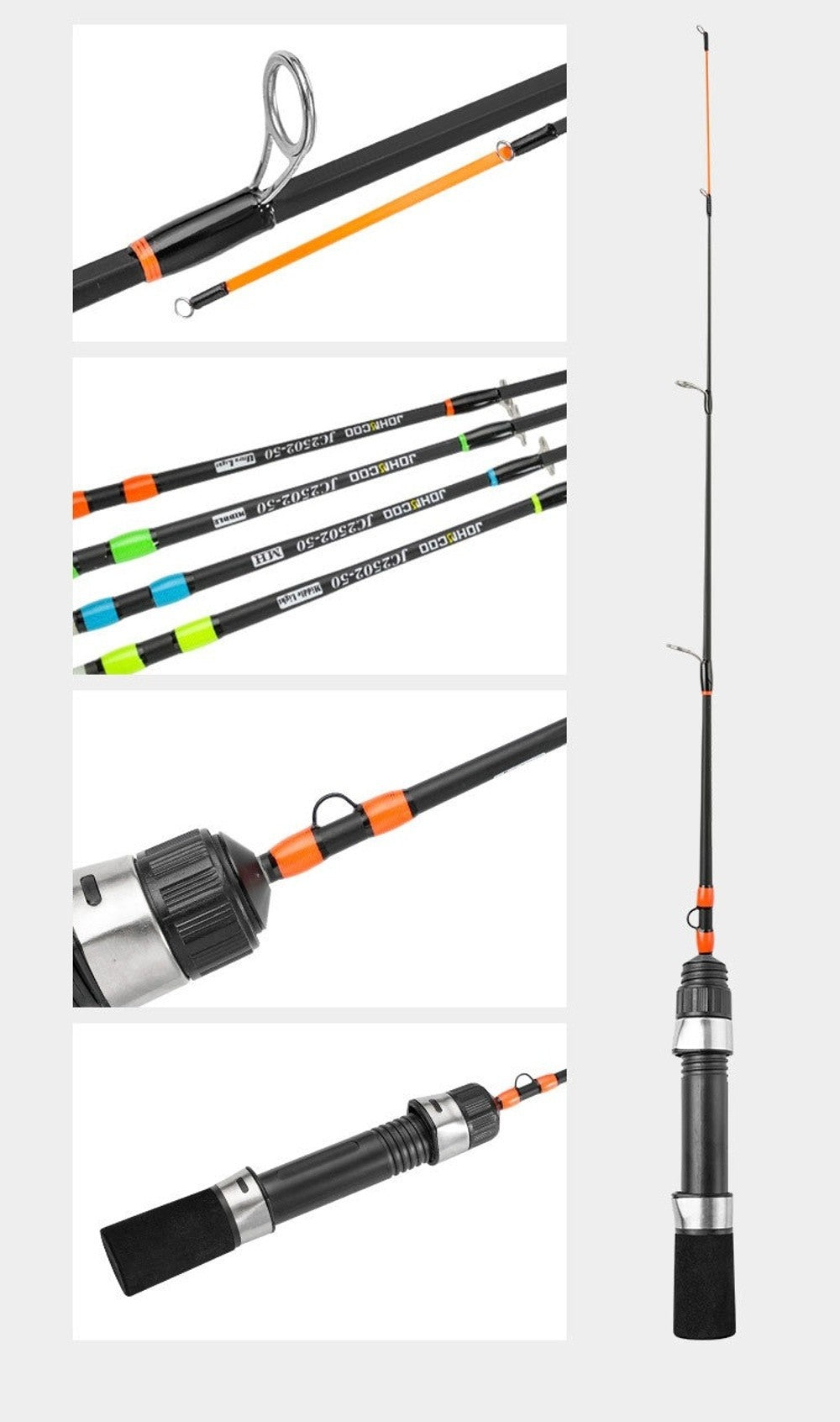 Vara de Pesca no Gelo de Inverno 2 Seções Ultraleve Design Tipo Giratório Vara de Pesca 52cm de Comprimento Vara de Pesca Ultraleve Pesca de Inverno