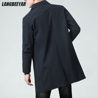 Top Quality Korean New Brand Casual Fashion Long Men Trench Coat  Windbreaker Overcoat Slim Fit Long Jacket Men Clothing