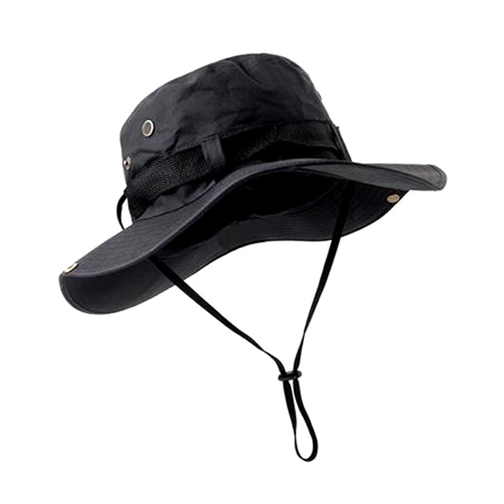 Summer Men Bucket Hat Outdoor UV Protection Wide Brim Panama Safari Hunting Hiking Mesh Fisherman Hat Beach Sunscreen Cap