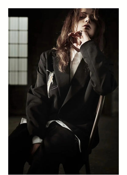 BLACK JOKER Big size blazer men's jacket with embroidery men's oversize jacket luxury men's jacket black Men's suit jackets