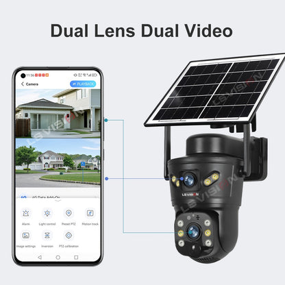 LS VISION 4G /WIFI Outdoor Solar Camera 8MP Dual Lens PIR Sim Card built in Night Vision Waterproof Security Camara Battery CCTV