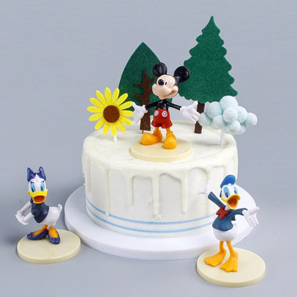 Promoção de 6 pçs/conjunto de Bonecos de Ação Disney Mickey Mouse Minnie Pato Donald em PVC para Bolo, Decoração de Coleção, Presentes Infantis