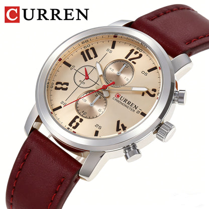 CURREN 8124,8208,8192,8230 Factory Watch Men Calendar Sport Military Male Clock Brand Luxury Origianl PU Leather Band Wristwatch
