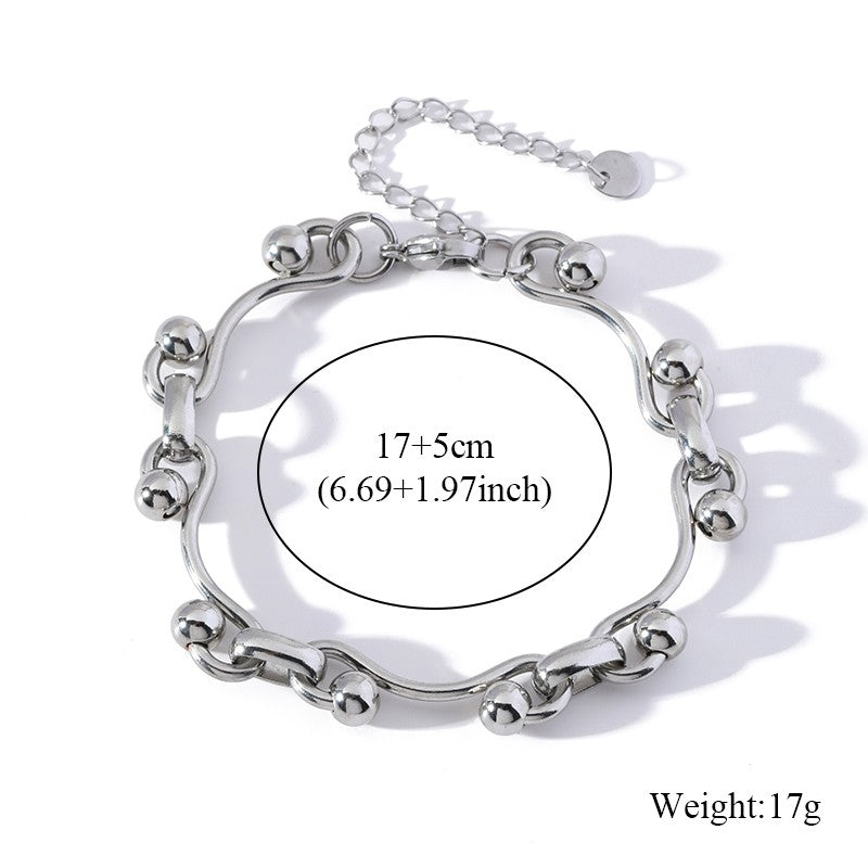 GANEMLY 316L Aço Inoxidável Metal Dourado Cor Contas Corrente Colar Pulseira Conjunto Para Mulheres Correntes Modernas Joias À Prova D'água Novo