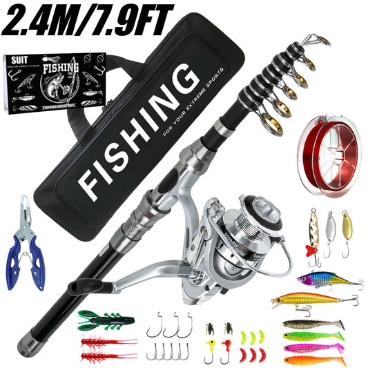 Kit de vara de pesca e molinete Para arremesso longe Luya vara de pesca e molinete combinação telescópica giratória