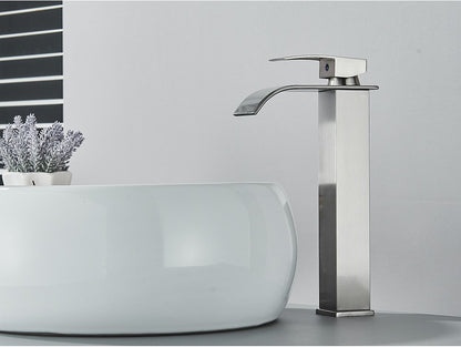 Brushed Golden Basin Faucets Elegant Waterfall Bathroom Sink Faucet Single Lever Hole Deck Mount Brass  Mixer Taps