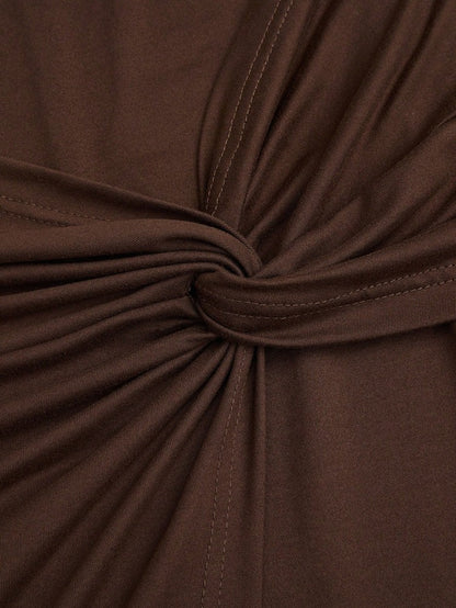 plus Size Elegant Halter Long Dress for Women Twisted Design Slit Skinny Casual Pure Color Holiday Mature Women's Fashion