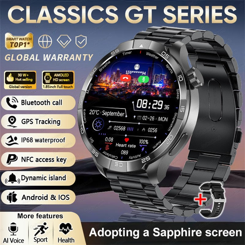 2026 Smartwatch com Display AMOLED Sempre Ativo, NFC, Chamada Bluetooth, Trajetória GPS, Impermeável, Saúde e Esporte, para Homens, Compatível com Android e iOS