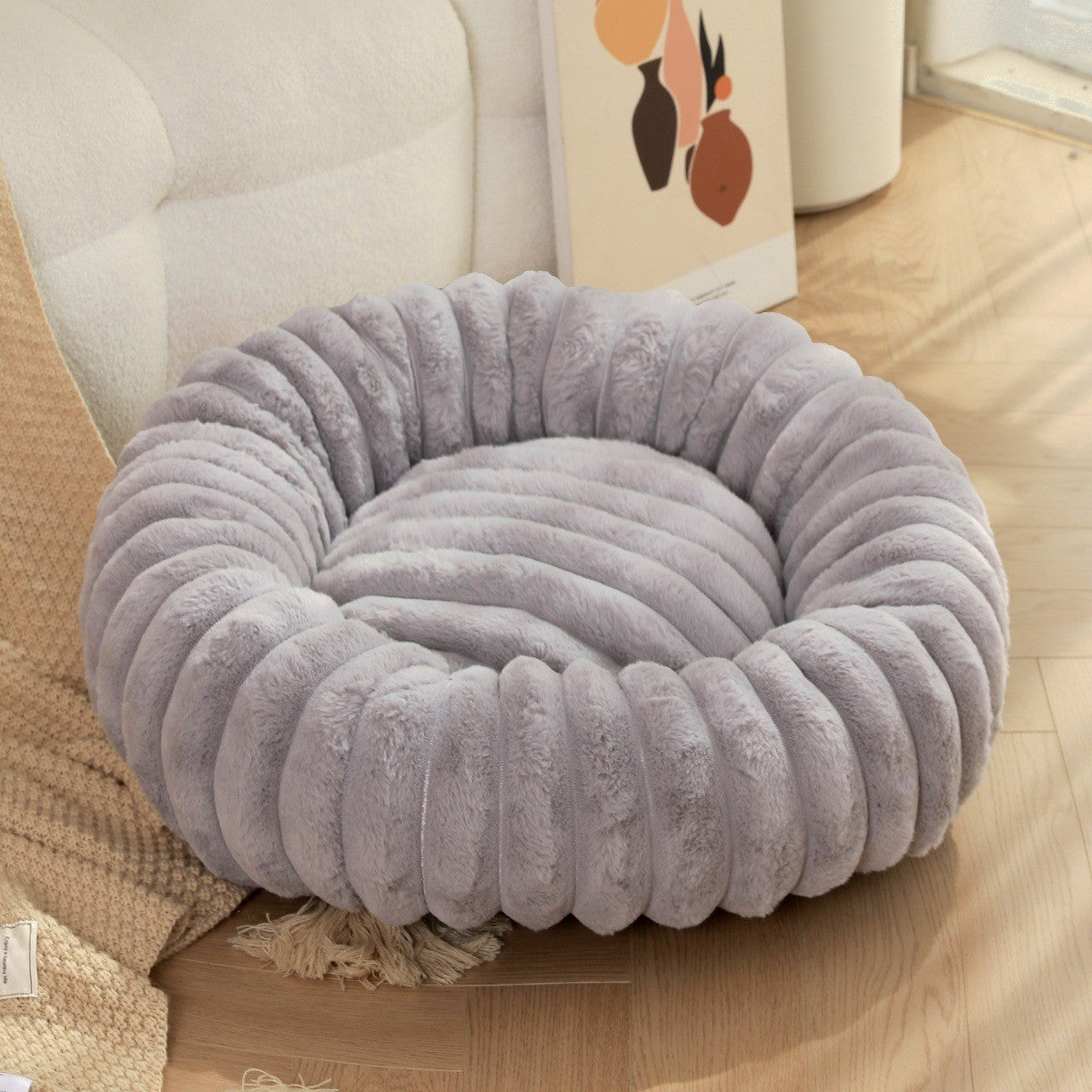 Cama Redonda para Cães Grandes, Cama Sofá Quente de Inverno Lavável para Gatos e Cães Grandes Disponível para Todas as Estações