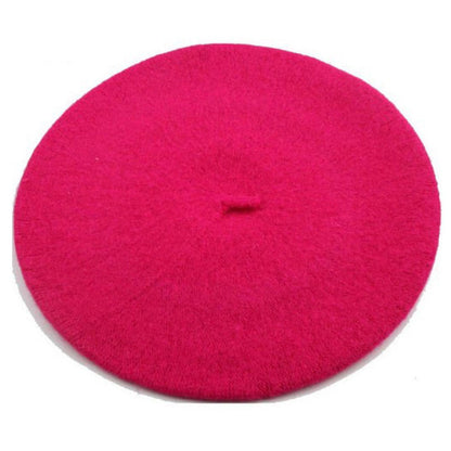 Boina de lã sintética quente de inverno feminina meninas artista francesa gorro chapéu vermelho preto roxo bege laranja Kawaii bonés de topo plano aquecedores