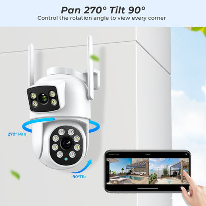 BESDER 4K 8MP Wifi Camera PTZ Outdoor Dual Screens Human Detection Dual Lenses 4MP Security Protection IP Camera Audio iCSee App