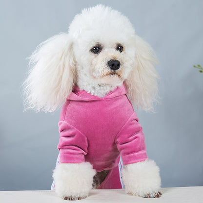 Roupa de cachorro para cães pequenos, gatos, roupas de inverno quentes para animais de estimação, macacão de veludo macio, moletom com capuz para filhotes, macacão para Chihuahua